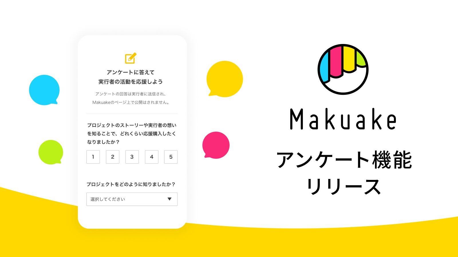 応援購入サービス「Makuake」がプロジェクト実行者向けに、サポーターの応援購入理由や背景が分かる「アンケート機能」をリリース