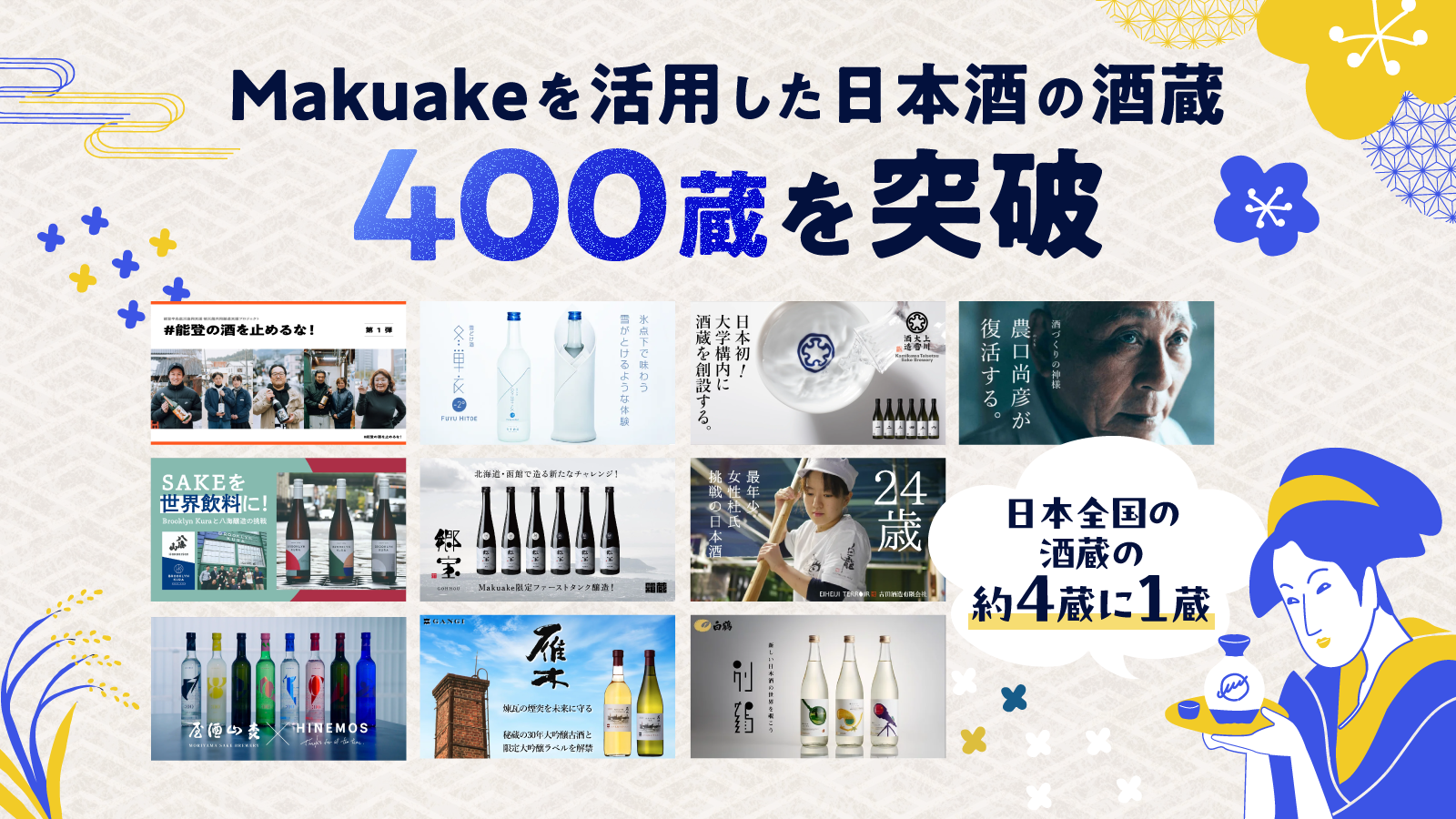 応援購入サービス「Makuake」を活用した日本酒の酒蔵が400蔵を突破  〜全国の酒蔵と日本酒ファンをつなぎ、新たな出会いや販路・顧客層の拡大へ〜